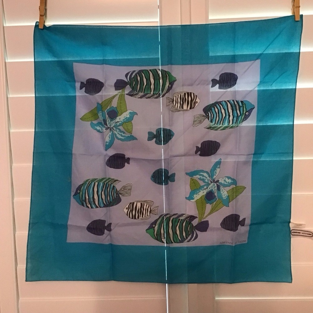Vintage Adrienne Vittadini Fish Print Scarf